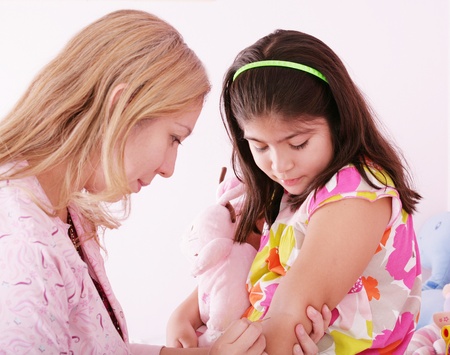 girl being injectedの写真素材