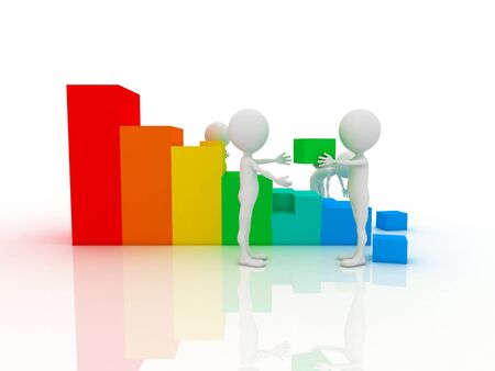 Men with cubes. Teamwork. 3d の写真素材