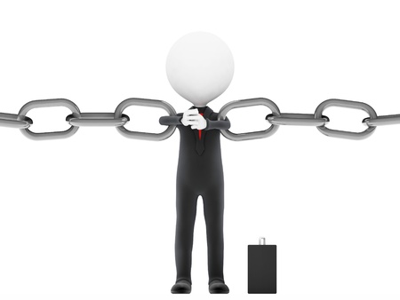 Link. Businessman restrains break the chain on white background の写真素材