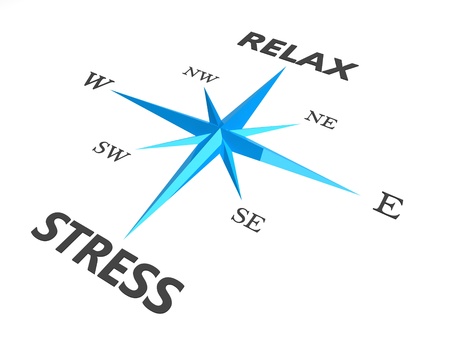 relax stress and relax words on compass conceptual image の写真素材