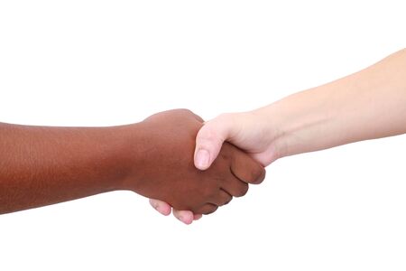 Closeup of people shaking hands black and white 
の写真素材