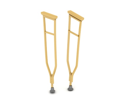 pair of crutches orthopedic equipment isolated on white background の写真素材