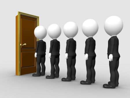 3d people in line waiting for job interview の写真素材