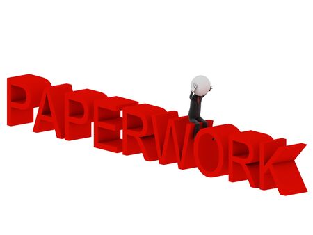 Paperwork. 3d illustration of human character. の写真素材