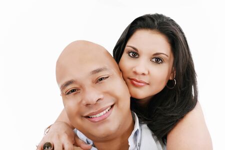 Closeup portrait of a smiling young couple togetherの写真素材