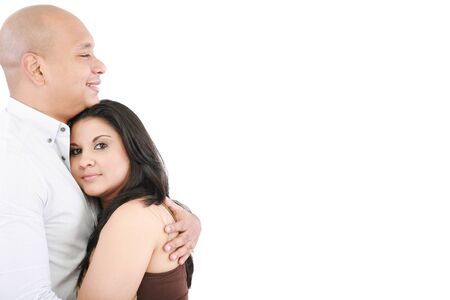 Young loving couple - isolated over a white background の写真素材