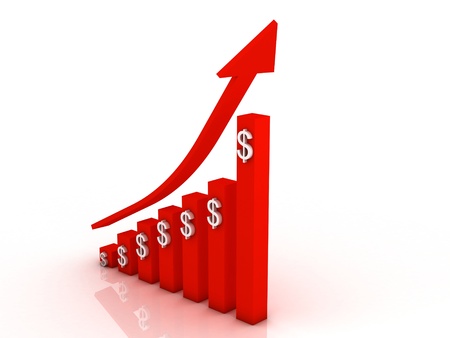 3d graph showing rise in profits or earnings $の写真素材
