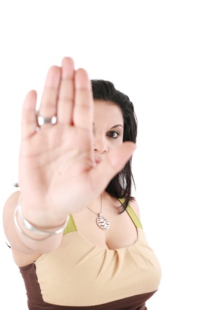 teenage girl with no gesture - white background の写真素材
