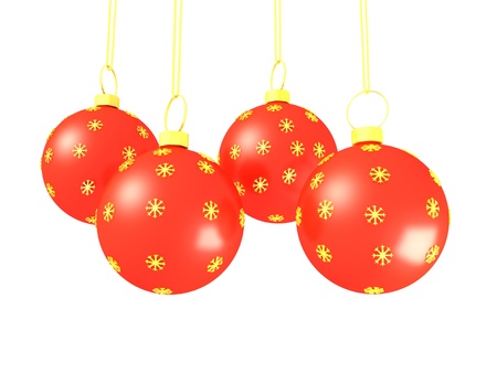 red christmas balls, isolated on whiteの写真素材