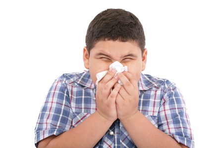 A young boy with a cold の写真素材
