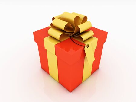 gift box over white background 3d illustration の写真素材