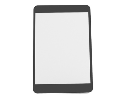 Black abstract tablet computer (tablet pc) on white background, 3d render. Modern portable touch pad device with white screen. 
の写真素材