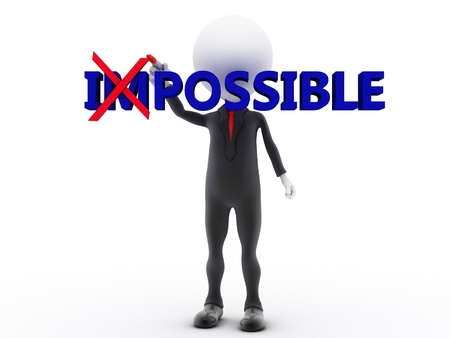 Businessman turning the word impossible into possible on white background 
の写真素材