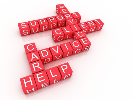Customer support crossword on white background, 3D rendered illustration の写真素材