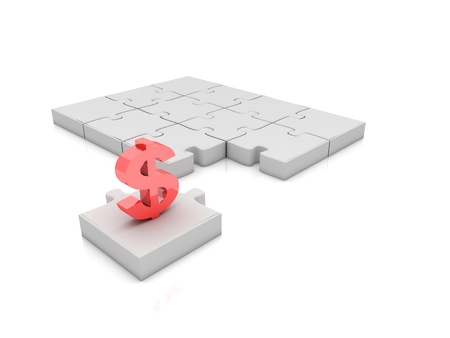 The missing piece is finance dollar sign white jigsaw puzzle 
の写真素材