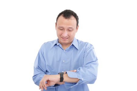 Businessman with swatch, isolated on whiteの写真素材