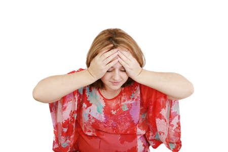 Closeup portrait of a young woman looking depressed の写真素材