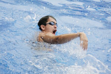 Incorrect hand posture for swimmingの写真素材