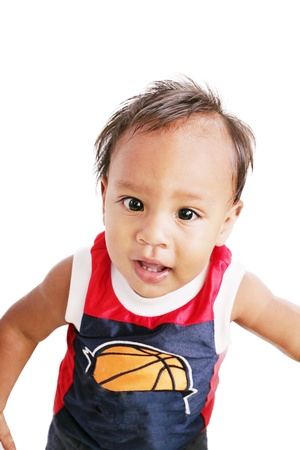 One year old adorable hispanic boy portrait の写真素材