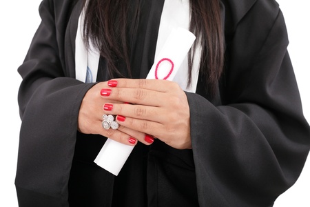 woman in graduation, isolated on whiteの写真素材
