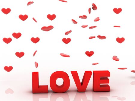 Valentine Love, 3D background with red heartの写真素材