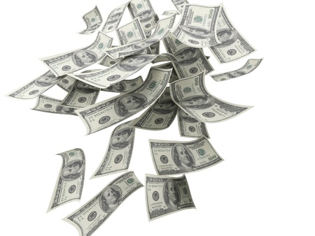 Falling Money $100 Bills の写真素材