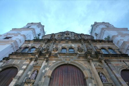wide angle picture of a Panama Cathedral in the sunsetの写真素材