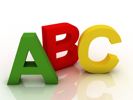 alphabet on a colorful on white background の写真素材