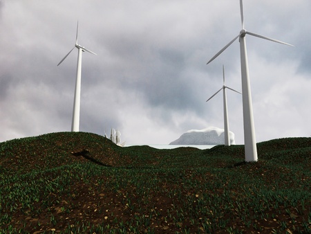 Wind Power Energy.  Save the planet concept.の写真素材