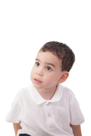 adorable little boy, isolated on white の写真素材