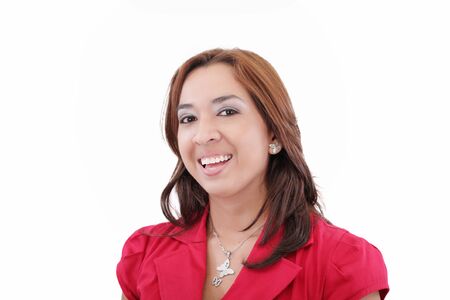 Portrait of beautiful young woman laughingの写真素材