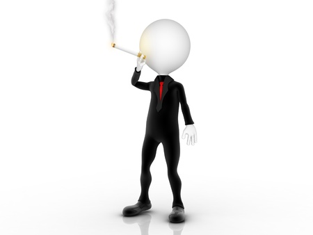 3d businessman smoker puffing cigaretteの写真素材