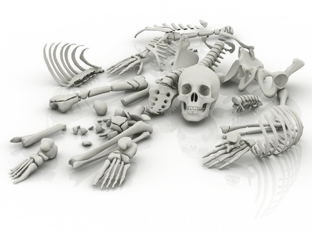 Skeleton parts on the floorの写真素材