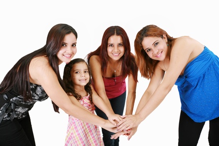 Group of young people with hands together - family conceptsの写真素材