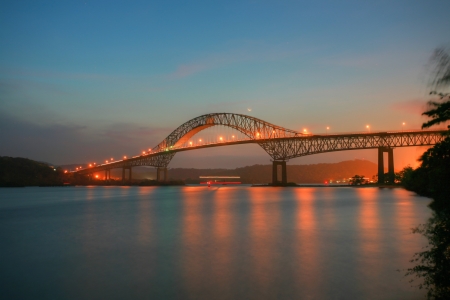 Beautiful bridge connected South and North Americas (Puente de las Americas Panama)の写真素材