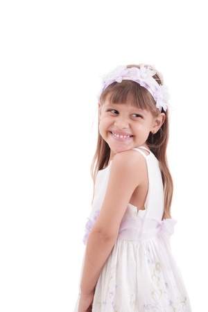 Portrait of a emotional beautiful little girlの写真素材