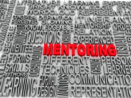 Mentoring and teamwork concept in word tag cloudの写真素材
