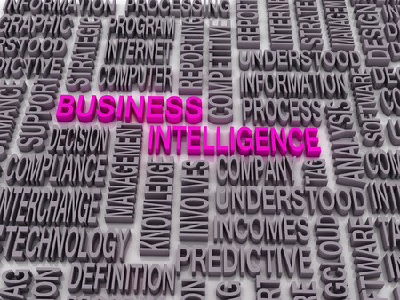 3d Word cloud - business intelligence の写真素材