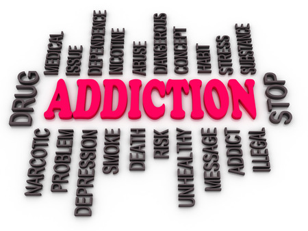 3d Addiction message. Substance or drug dependence conceptual design の写真素材