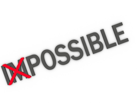3d imagen changing the word impossible to possible の写真素材