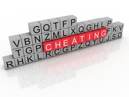 3d Illustration of word cheating using alphabet cubes. の写真素材