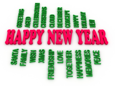 3d imagen Happy New Year in tag cloud の写真素材