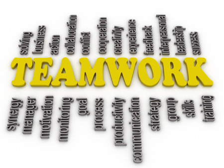 3d imagen a word cloud of teamwork related items の写真素材