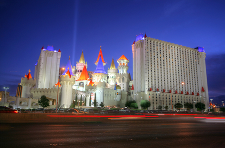 LAS VEGAS - CIRCA 2014: The Excalibur hotel and Casino on CIRCA 2014 in Las Vegas. Excalibur, named for the mythical sword of King Arthur, uses the Arthurian theme in several ways.のeditorial素材