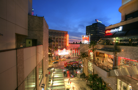 HOLLYWOOD, CA - FEB 9: Stars on the Hollywood Walk of Fame on Hollywood Blvd in Los Angeles, CA on Feb. 9, 2014. Many tourists watching the show given on the street.のeditorial素材