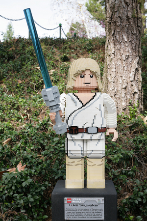 CARLSBAD, US, FEB 6: Star Wars Luke Skywalker Minifigure made with lego bricks at Legoland in Carlsbad, California on Feb 6, 2014.のeditorial素材
