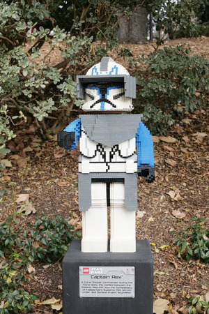 CARLSBAD, US, FEB 6: Star Wars Captain Rex Minifigure made with lego bricks at Legoland in Carlsbad, California on Feb 6, 2014.のeditorial素材