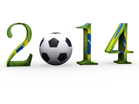3d Soccer world cup in 2014 with footballの写真素材