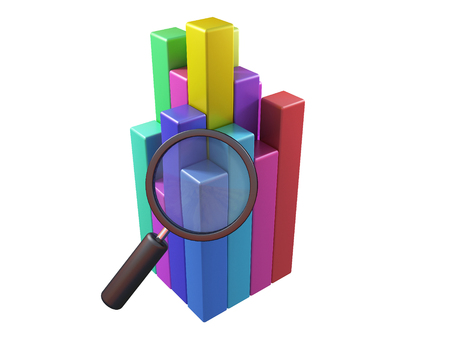 Magnifying glass and chart の写真素材