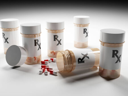 Prescription Medication Bottles with Pills の写真素材